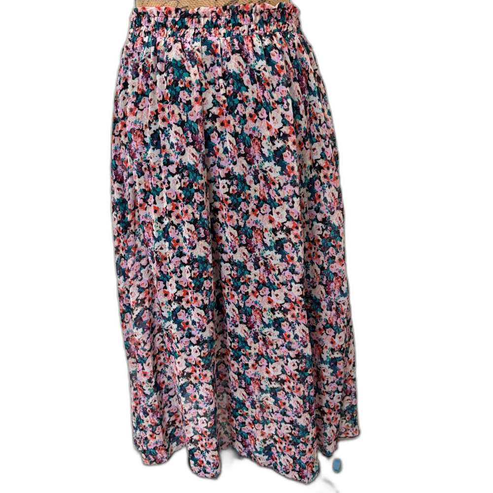 Disney Cinderella Floral Midi Skirt Smocked Waist Multicolor Twee Size Large